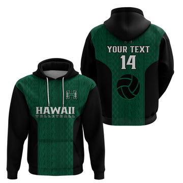 Custom Hawaii Volleyball Hoodie Hawaiian Kakau Green Style LT14