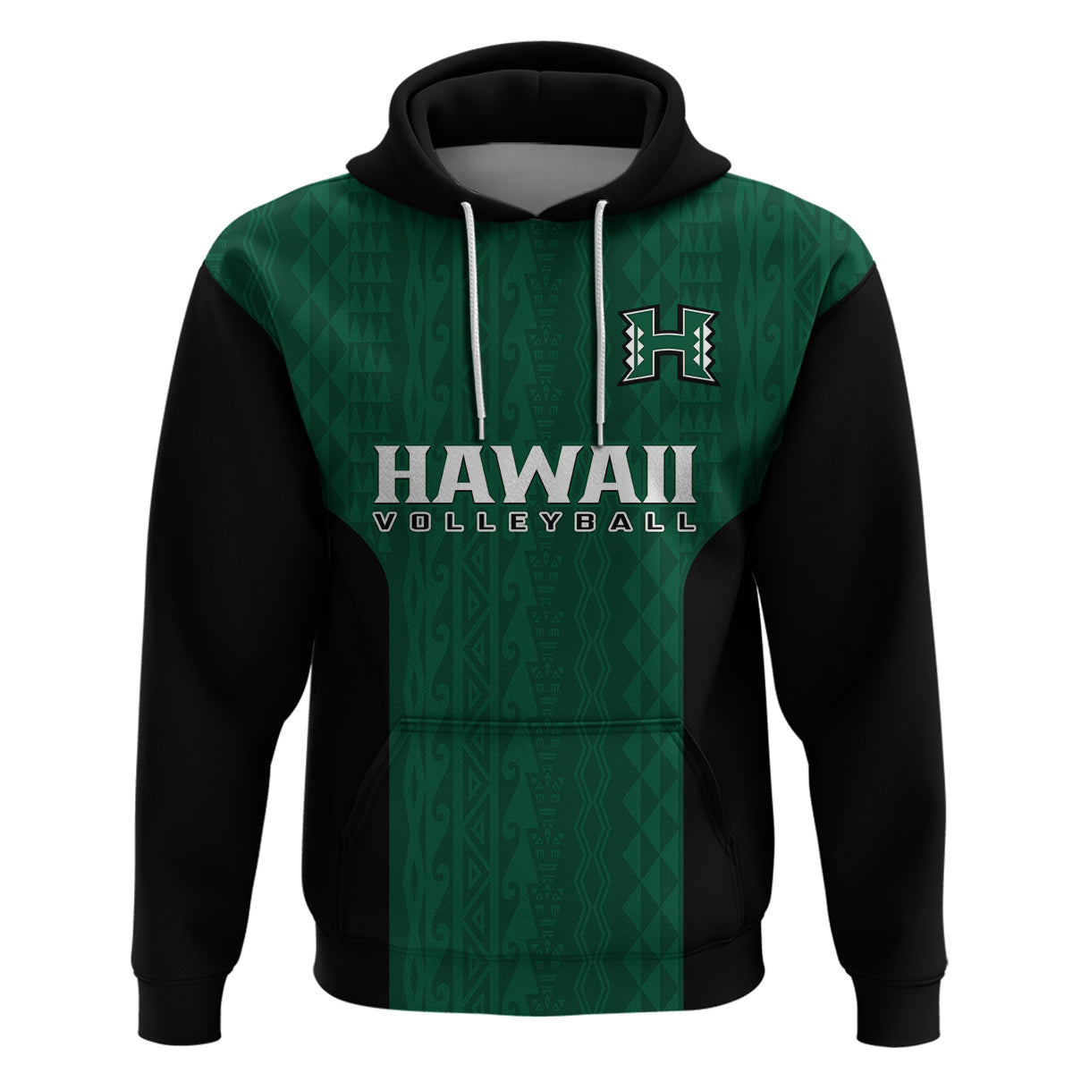 Custom Hawaii Volleyball Hoodie Hawaiian Kakau Green Style LT14