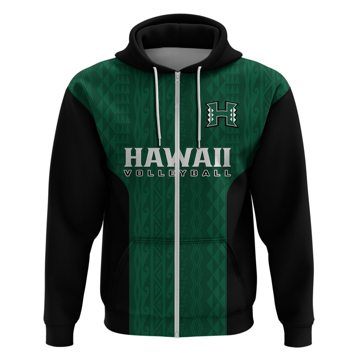 Custom Hawaii Volleyball Hoodie Hawaiian Kakau Green Style LT14