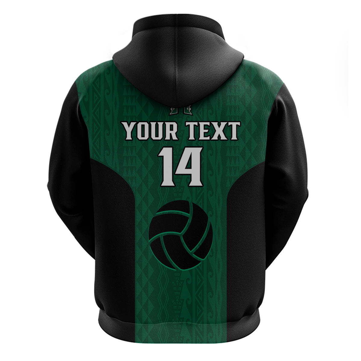 Custom Hawaii Volleyball Hoodie Hawaiian Kakau Green Style LT14