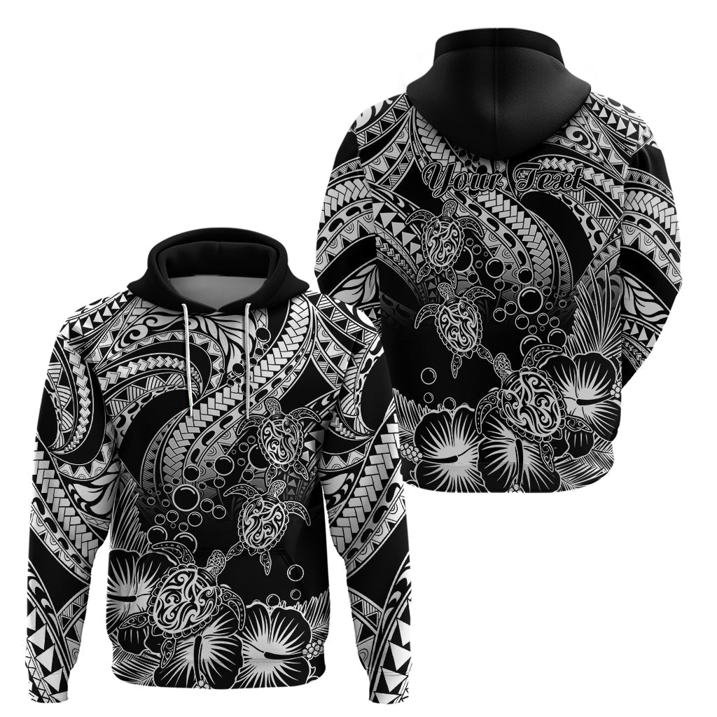 Custom Polynesian Hoodie Tribal Honu Turtle with Hibiscus White Version LT14
