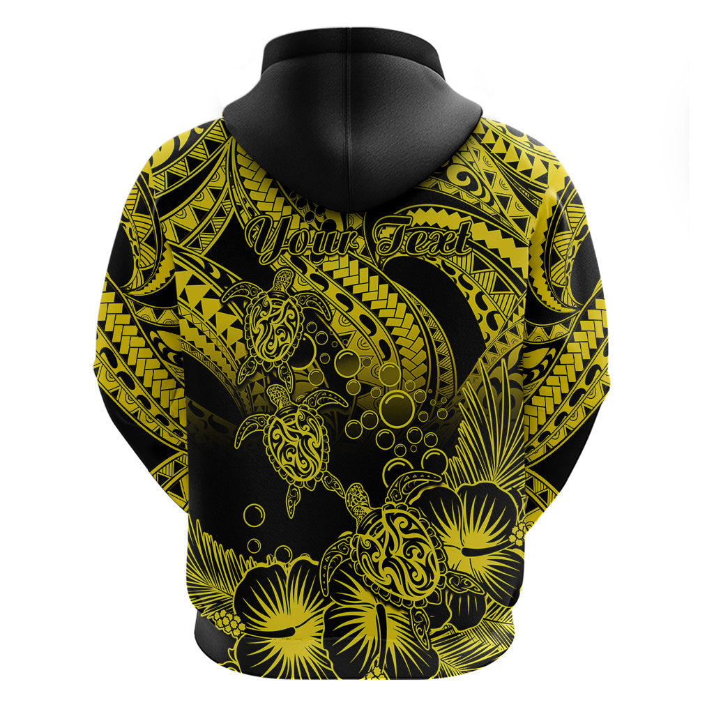 Custom Polynesian Hoodie Tribal Honu Turtle with Hibiscus Gold Version LT14