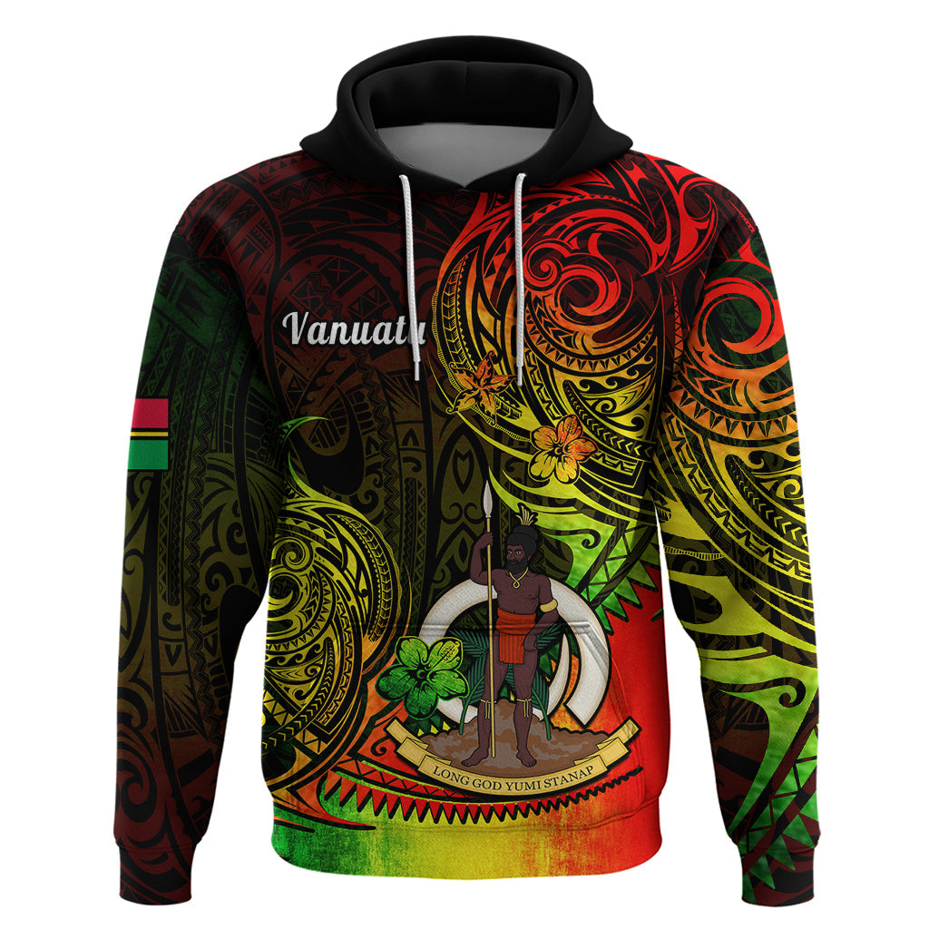 Custom Vanuatu Hoodie Reggae Polynesia Long God Yumi Stanap LT14