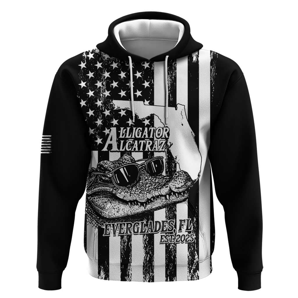 Alligator Alcatraz Hoodie Cool Gator Everglades USA Grunge Flag LT14