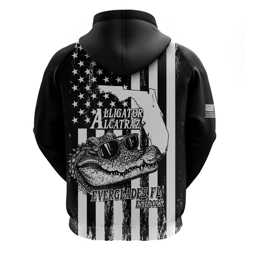 Alligator Alcatraz Hoodie Cool Gator Everglades USA Grunge Flag LT14