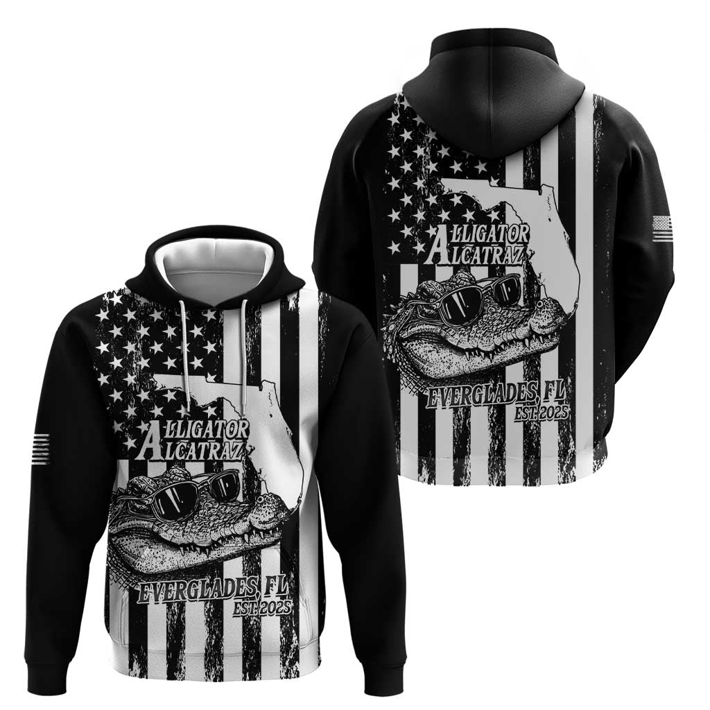 Alligator Alcatraz Hoodie Cool Gator Everglades USA Grunge Flag LT14