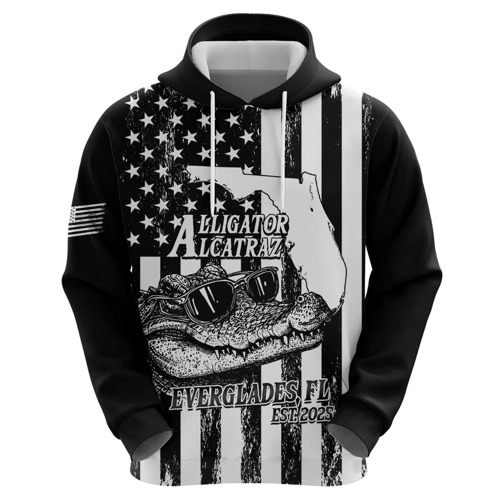 Alligator Alcatraz Hoodie Cool Gator Everglades USA Grunge Flag LT14