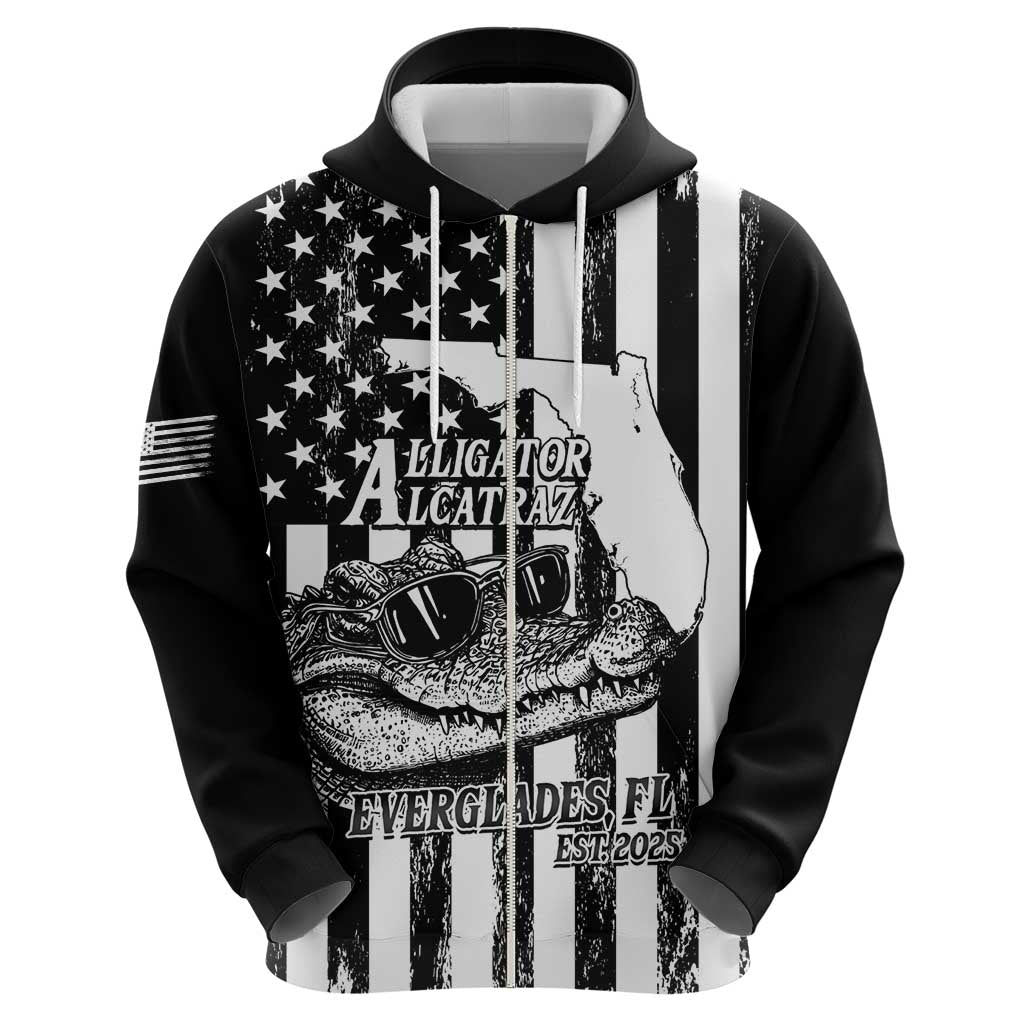 Alligator Alcatraz Hoodie Cool Gator Everglades USA Grunge Flag LT14