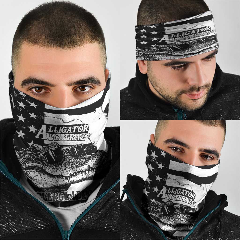 Alligator Alcatraz Neck Gaiter Cool Gator Everglades USA Grunge Flag LT14