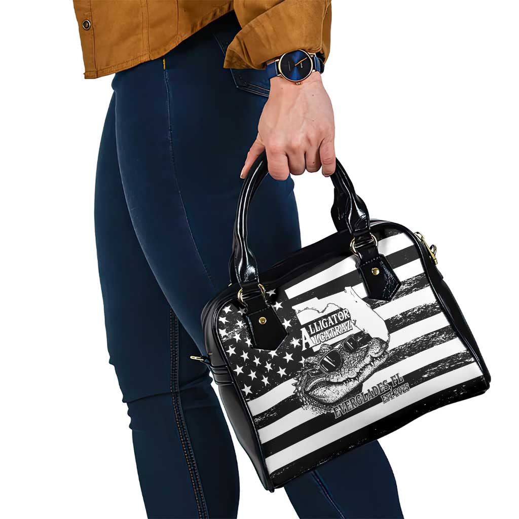 Alligator Alcatraz Shoulder Handbag Cool Gator Everglades USA Grunge Flag LT14