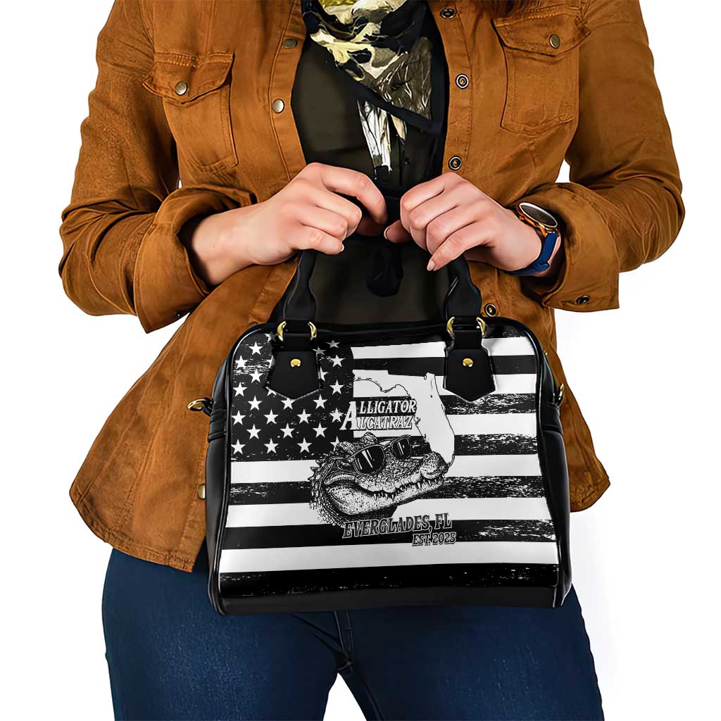 Alligator Alcatraz Shoulder Handbag Cool Gator Everglades USA Grunge Flag LT14