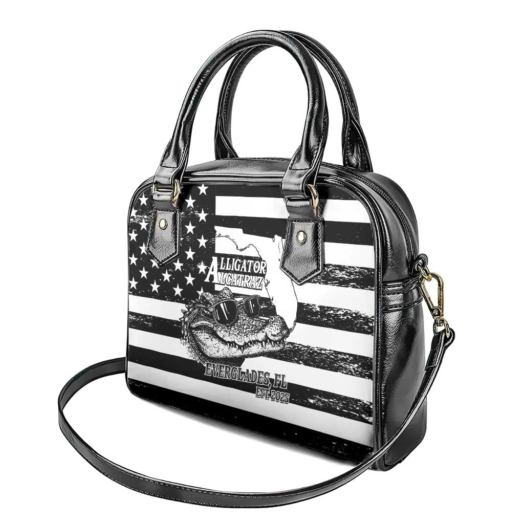 Alligator Alcatraz Shoulder Handbag Cool Gator Everglades USA Grunge Flag LT14
