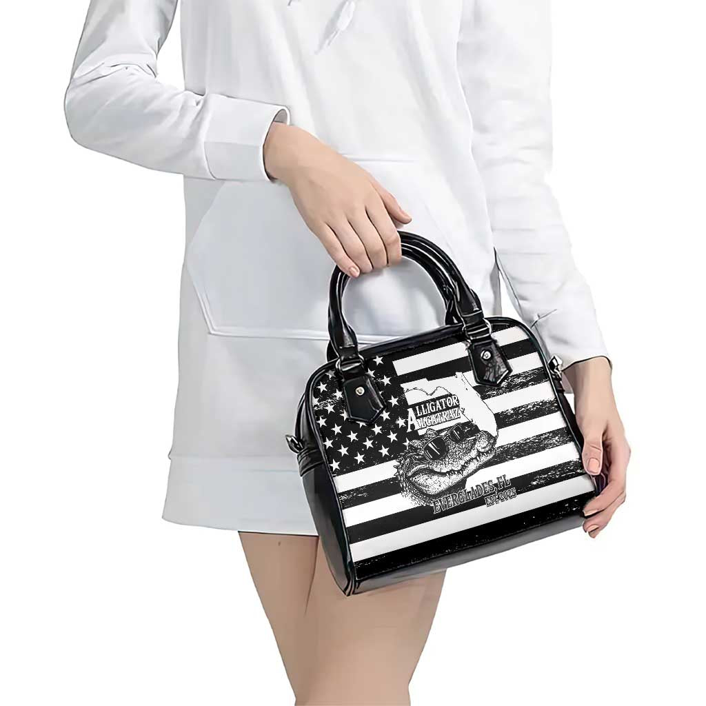 Alligator Alcatraz Shoulder Handbag Cool Gator Everglades USA Grunge Flag LT14