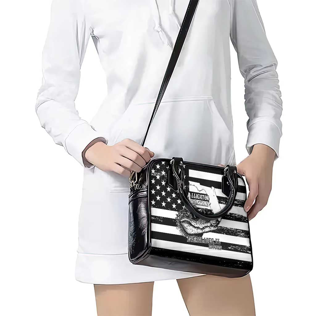 Alligator Alcatraz Shoulder Handbag Cool Gator Everglades USA Grunge Flag LT14