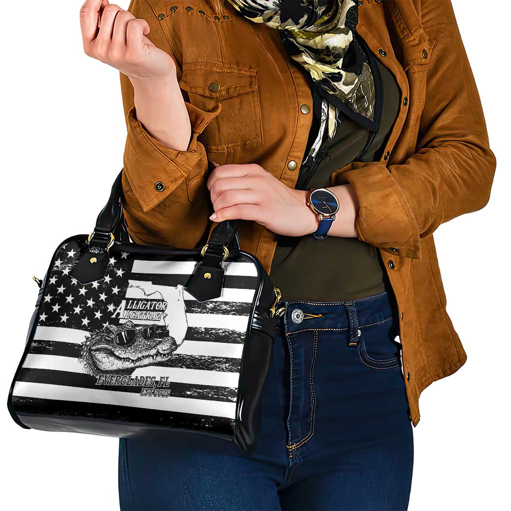 Alligator Alcatraz Shoulder Handbag Cool Gator Everglades USA Grunge Flag LT14