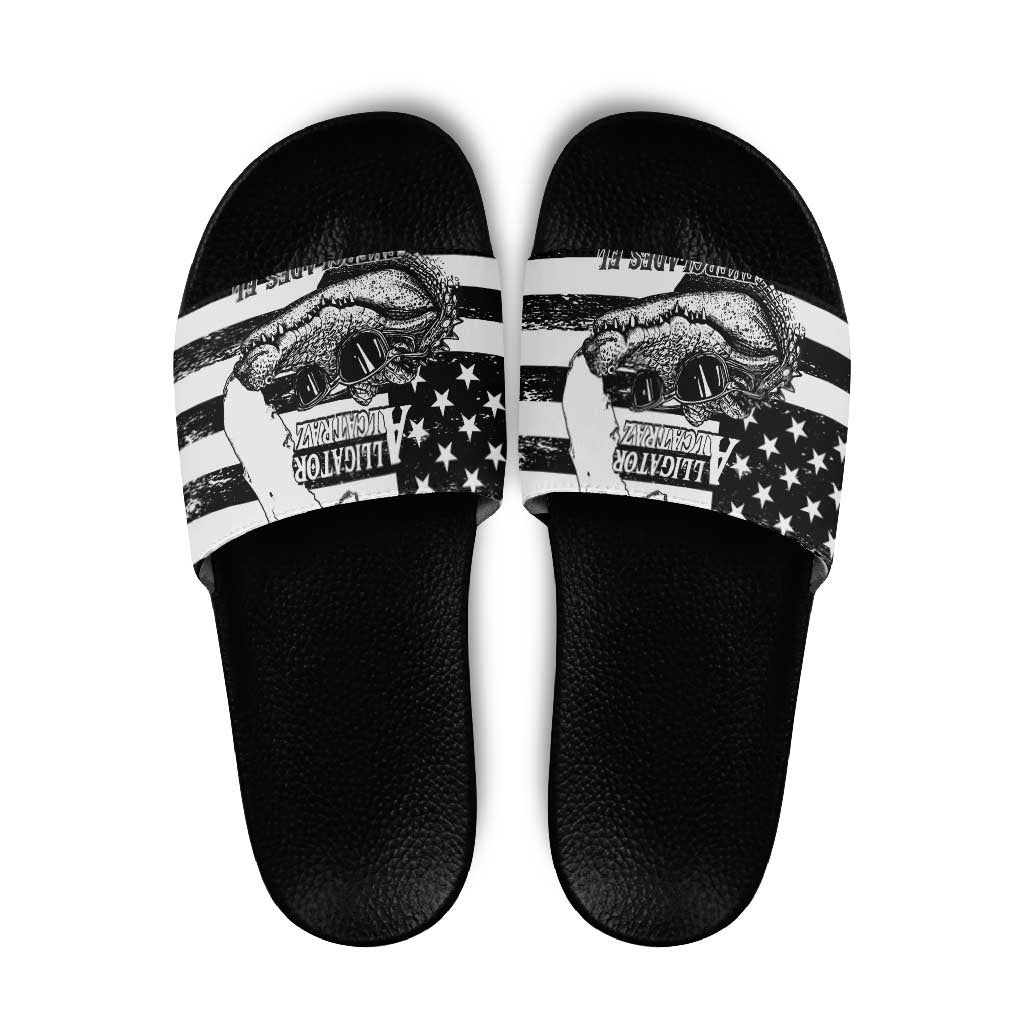 Alligator Alcatraz Slide Sandals Cool Gator Everglades USA Grunge Flag LT14