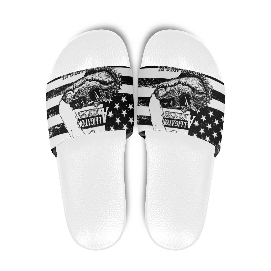 Alligator Alcatraz Slide Sandals Cool Gator Everglades USA Grunge Flag LT14