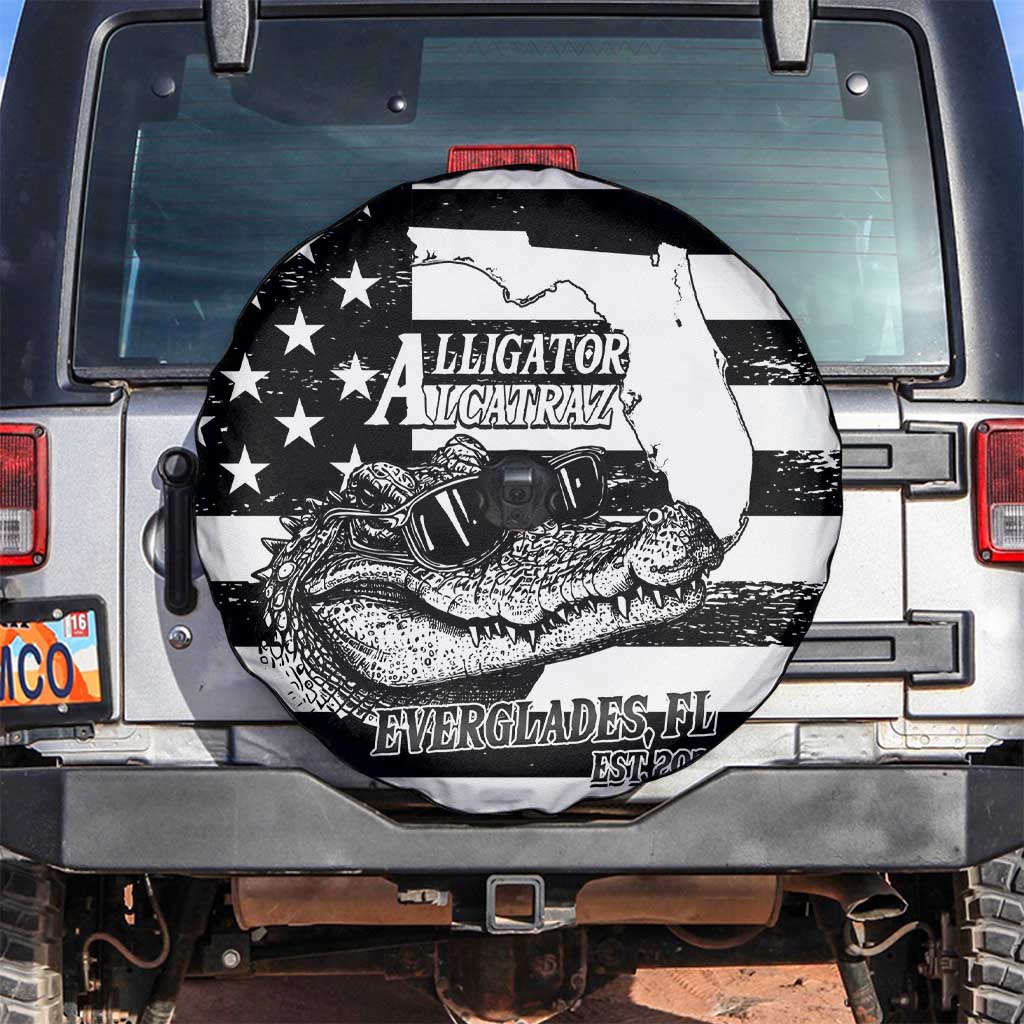 Alligator Alcatraz Spare Tire Cover Cool Gator Everglades USA Grunge Flag LT14