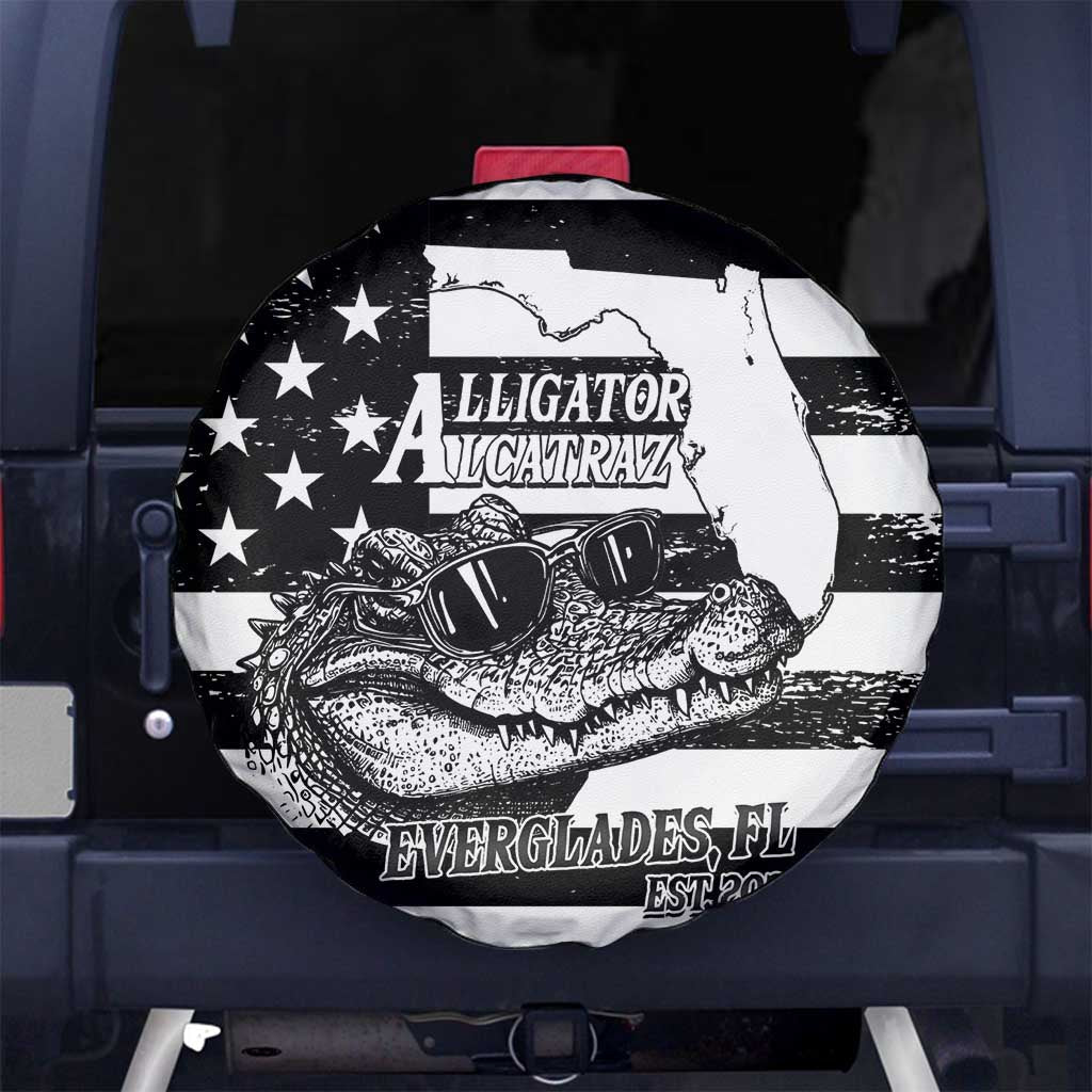 Alligator Alcatraz Spare Tire Cover Cool Gator Everglades USA Grunge Flag LT14