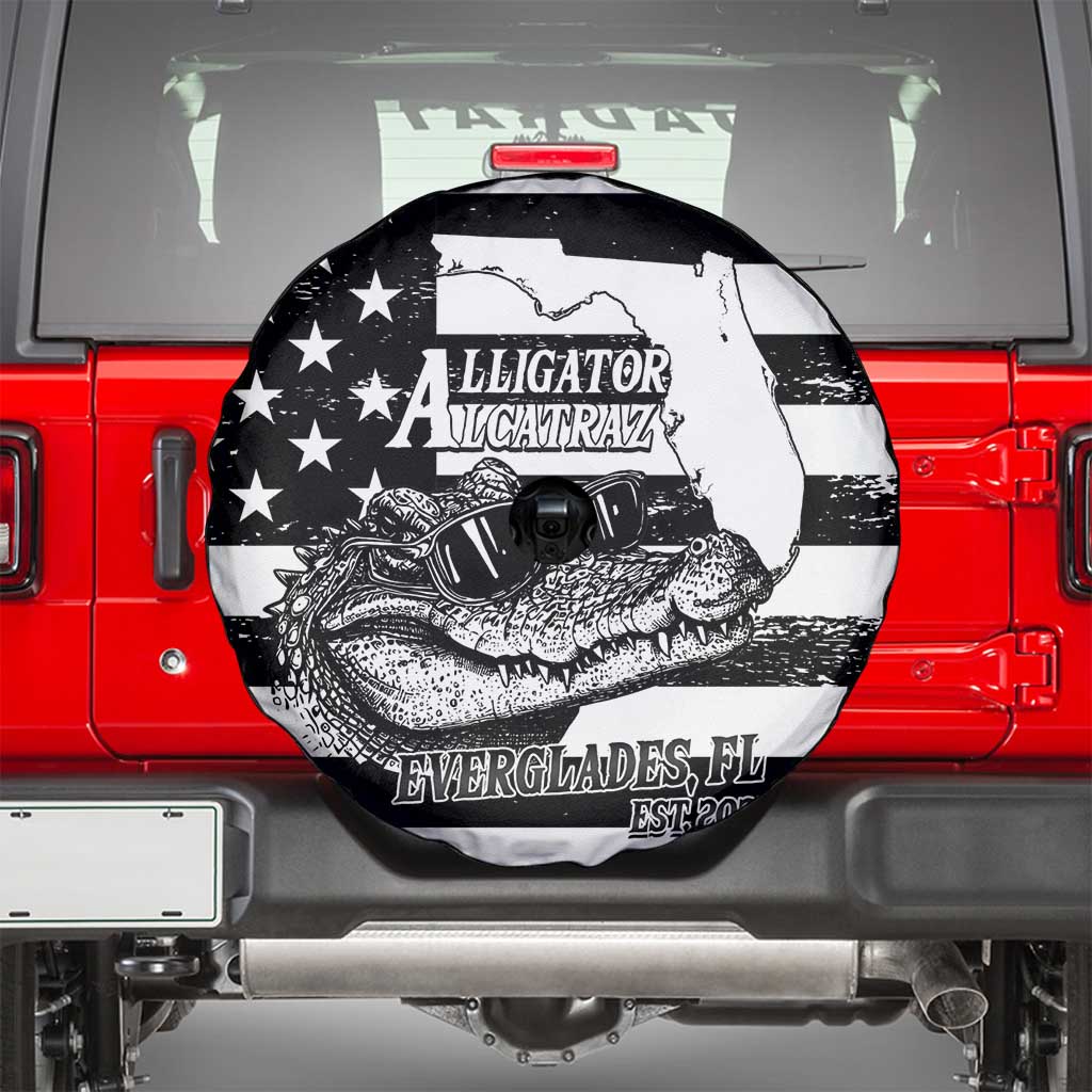 Alligator Alcatraz Spare Tire Cover Cool Gator Everglades USA Grunge Flag LT14