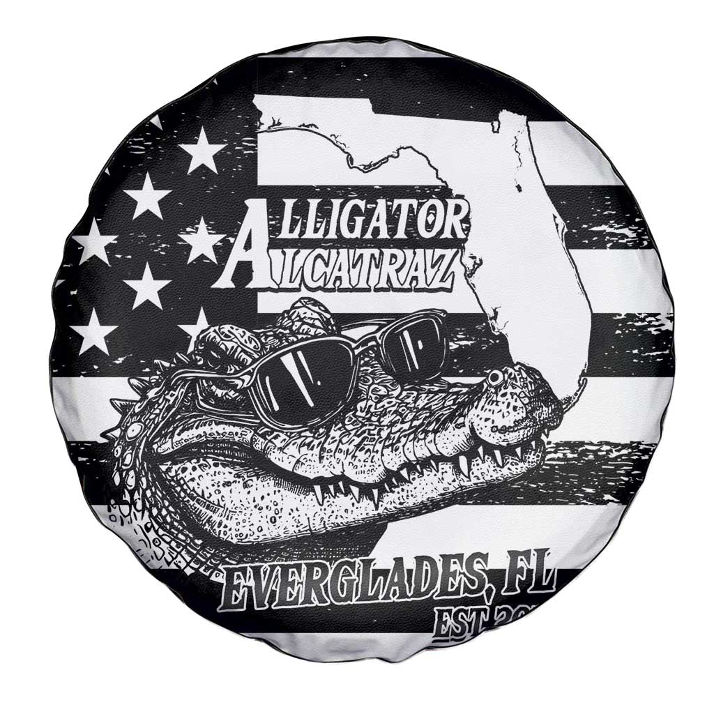 Alligator Alcatraz Spare Tire Cover Cool Gator Everglades USA Grunge Flag LT14