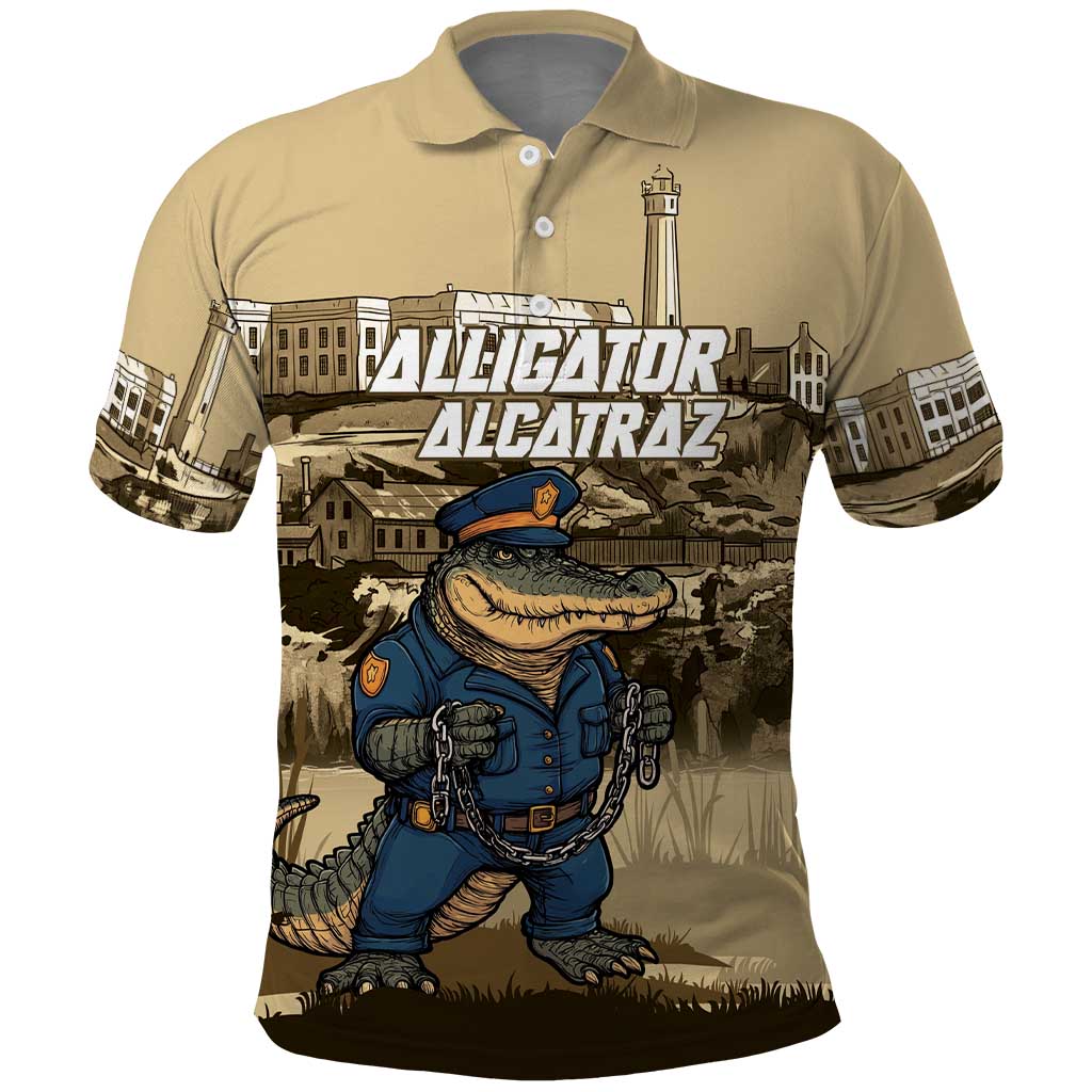 Alligator Alcatraz Polo Shirt Police Gator Rock Penitentiary LT14