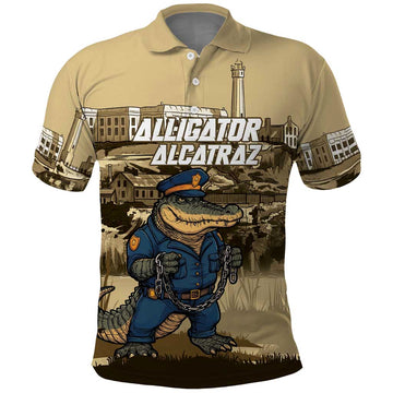 Alligator Alcatraz Polo Shirt Police Gator Rock Penitentiary LT14