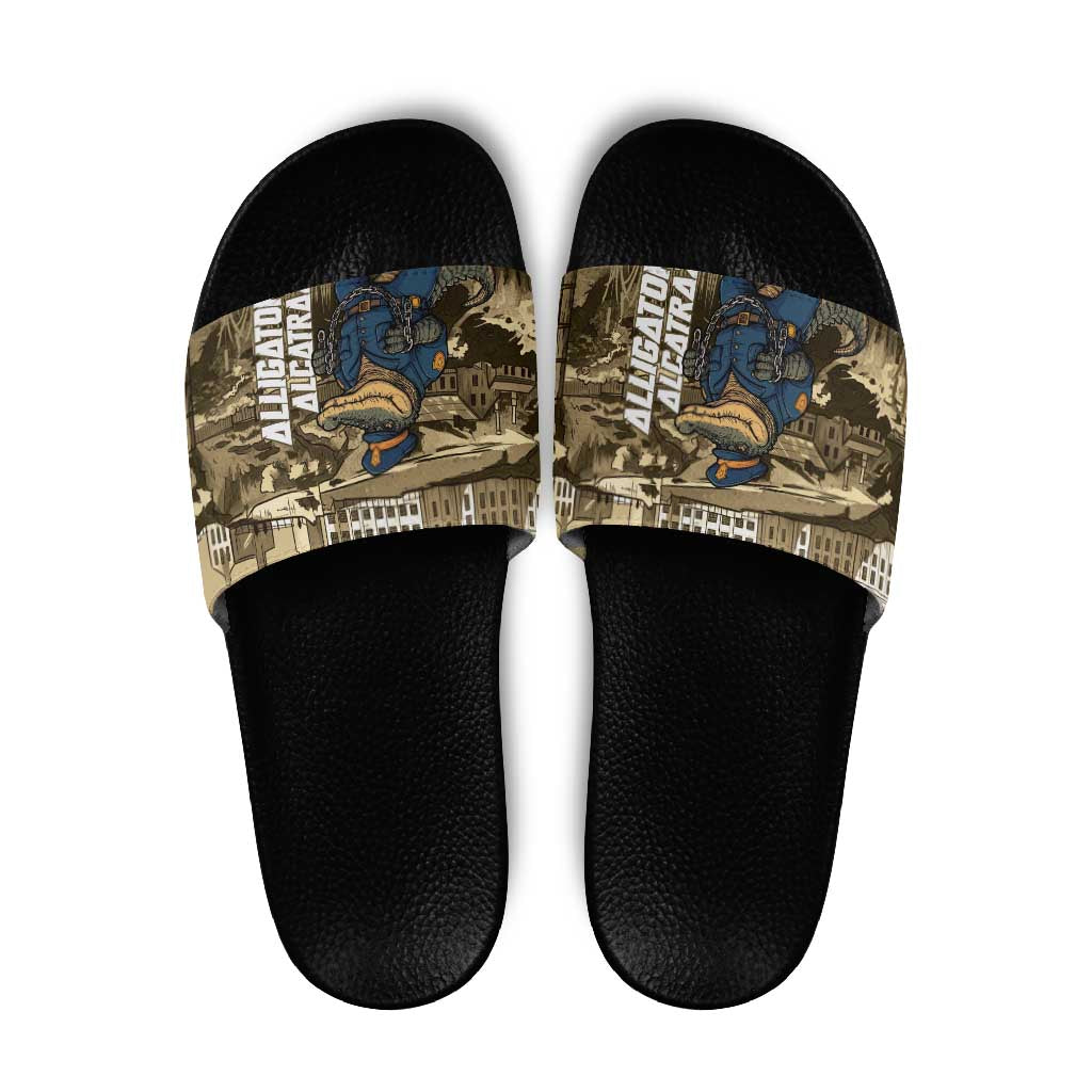 Alligator Alcatraz Slide Sandals Police Gator Rock Penitentiary LT14