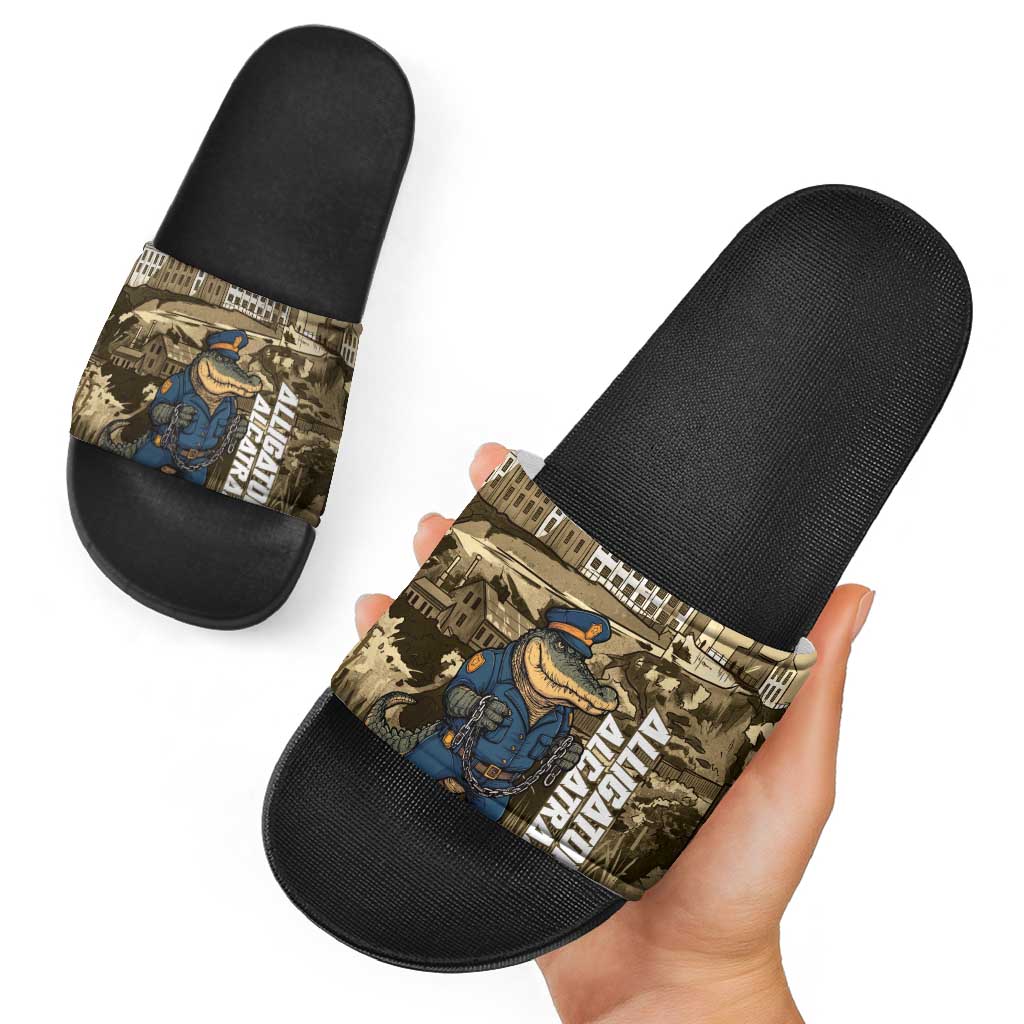 Alligator Alcatraz Slide Sandals Police Gator Rock Penitentiary LT14