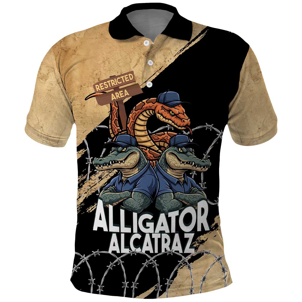 Alligator Alcatraz Polo Shirt Gator and Python Restricted Area LT14