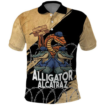 Alligator Alcatraz Polo Shirt Gator and Python Restricted Area LT14
