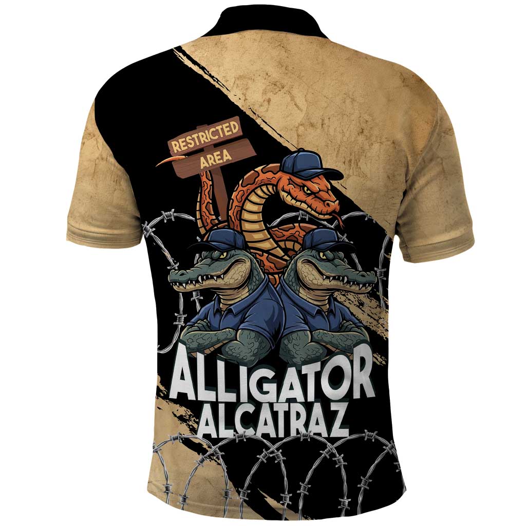 Alligator Alcatraz Polo Shirt Gator and Python Restricted Area LT14