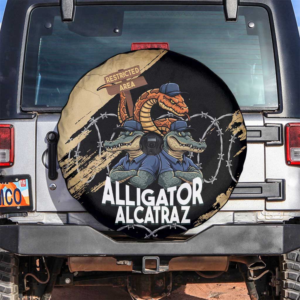 Alligator Alcatraz Spare Tire Cover Gator and Python Restricted Area LT14