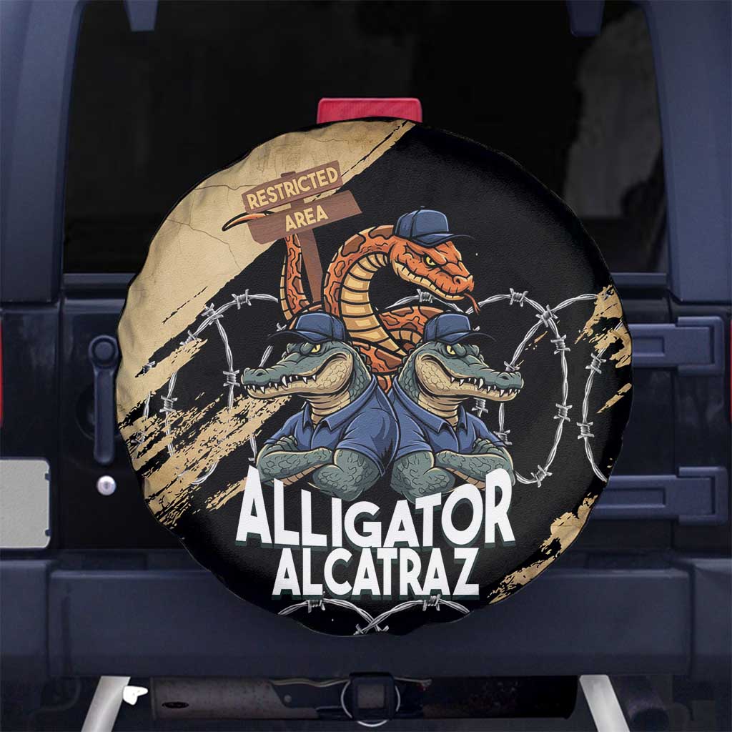 Alligator Alcatraz Spare Tire Cover Gator and Python Restricted Area LT14