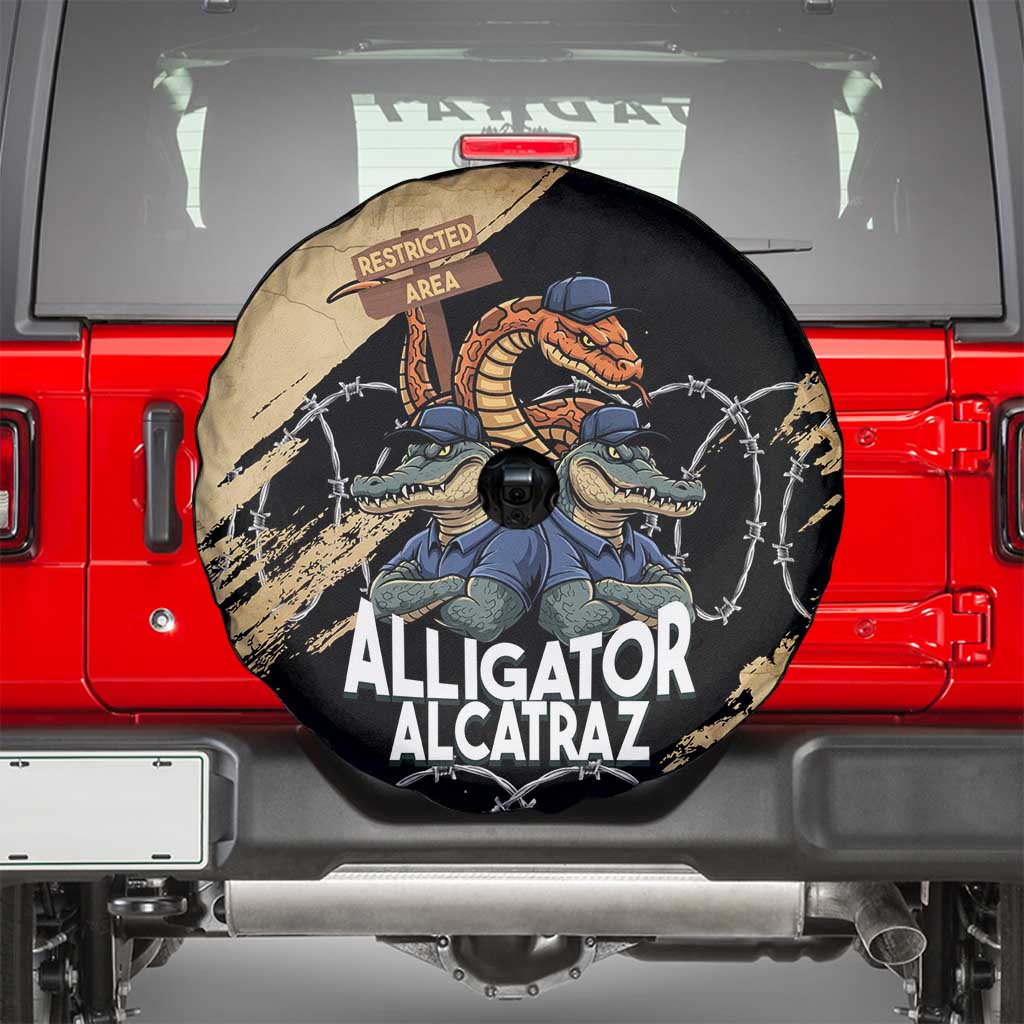 Alligator Alcatraz Spare Tire Cover Gator and Python Restricted Area LT14