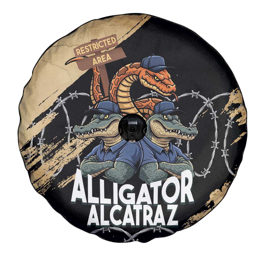 Alligator Alcatraz Spare Tire Cover Gator and Python Restricted Area LT14