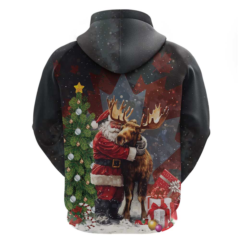 Christmas Canada Hoodie Merry Moose-Mas Santa Hugging A Moose LT14