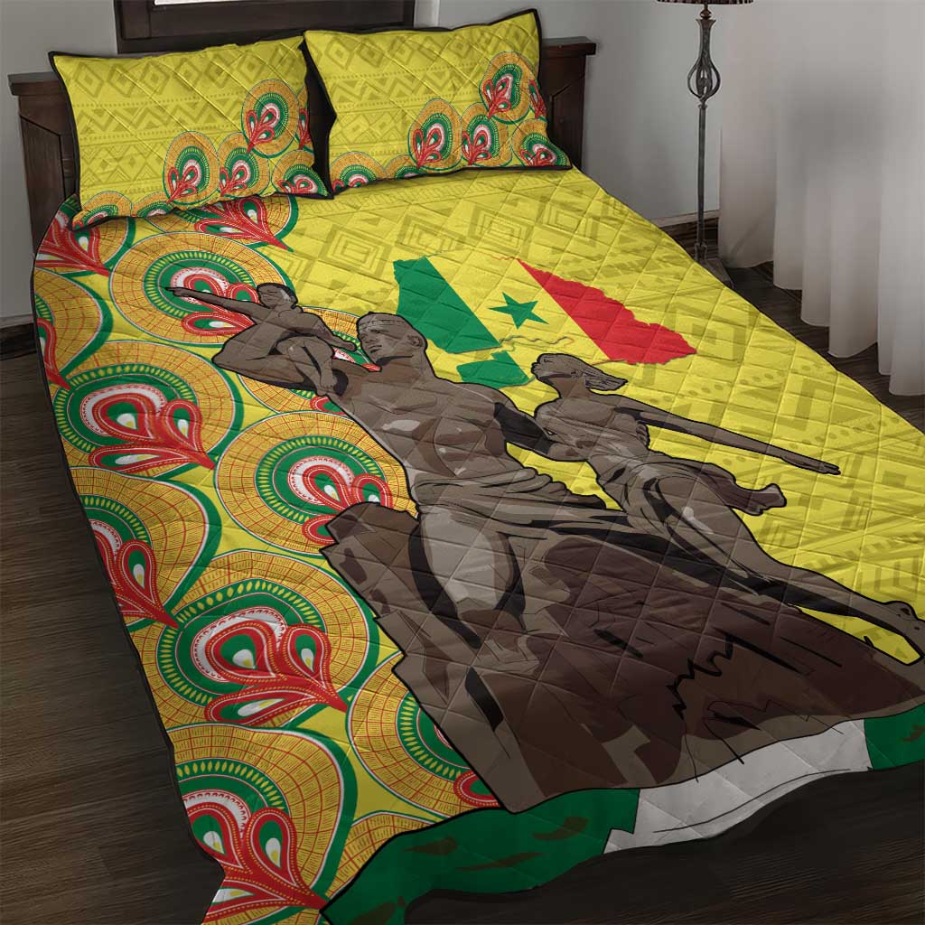 Senegal Monument de la Renaissance Quilt Bed Set Africaine Ankara Pattern LT14