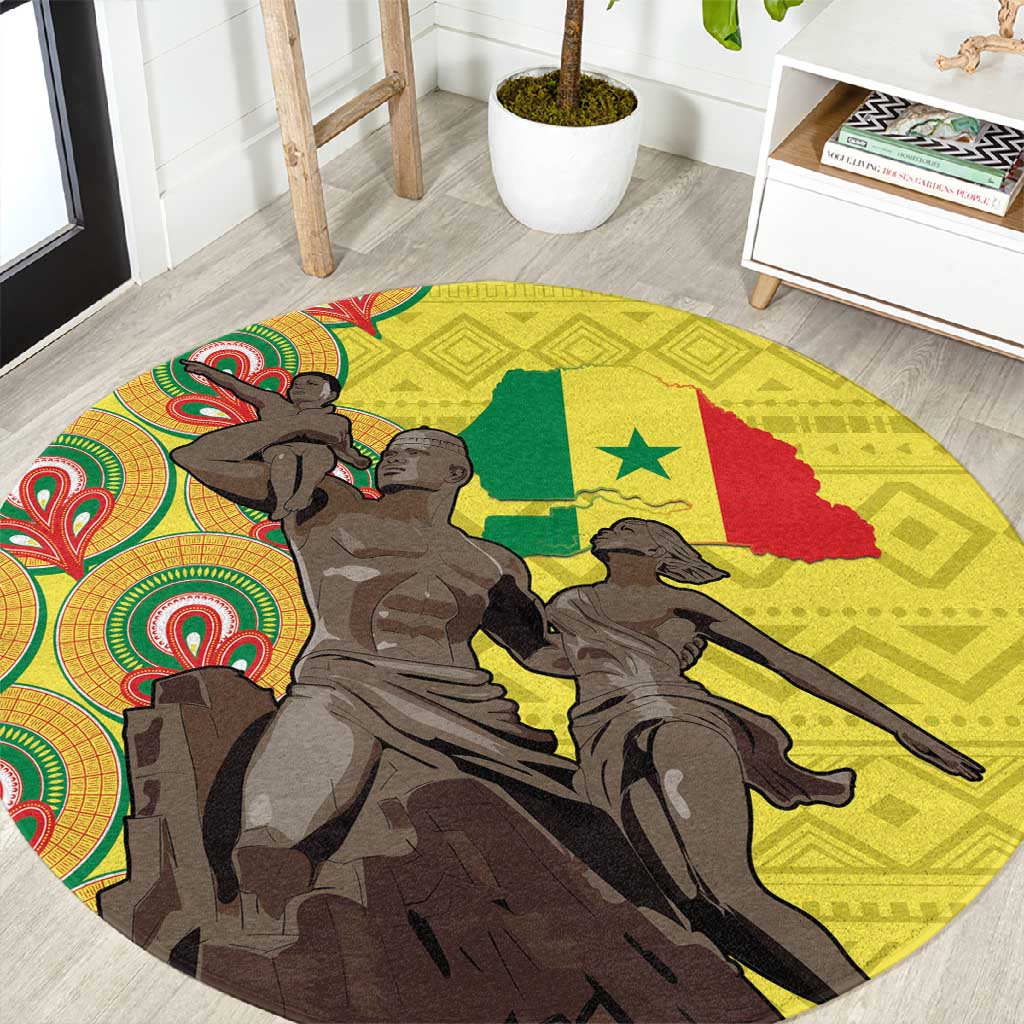 Senegal Monument de la Renaissance Round Carpet Africaine Ankara Pattern LT14