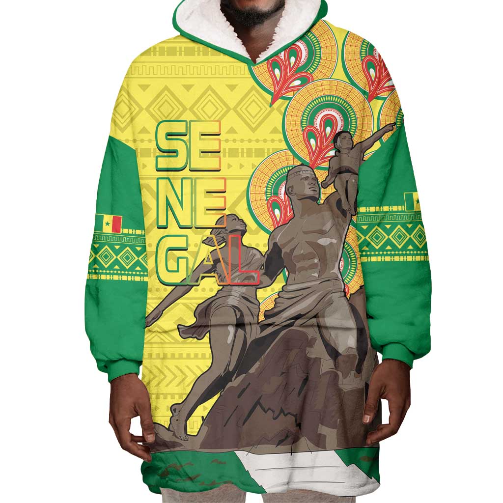 Senegal Monument de la Renaissance Wearable Blanket Hoodie Africaine Ankara Pattern LT14