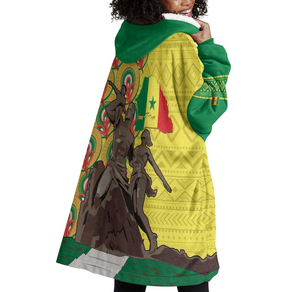 Senegal Monument de la Renaissance Wearable Blanket Hoodie Africaine Ankara Pattern LT14
