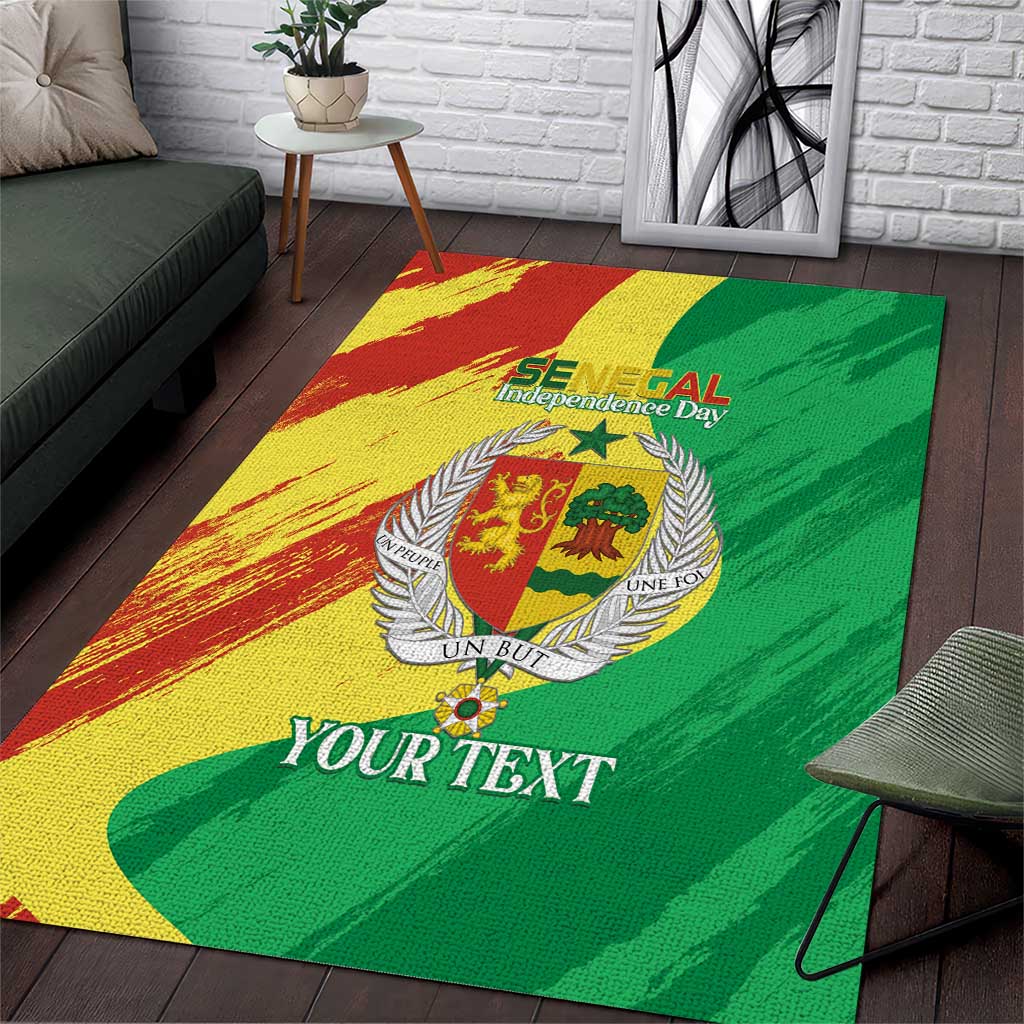 Afro Senegal Independence Day Area Rug Coat Of Arms Grunge Style LT14
