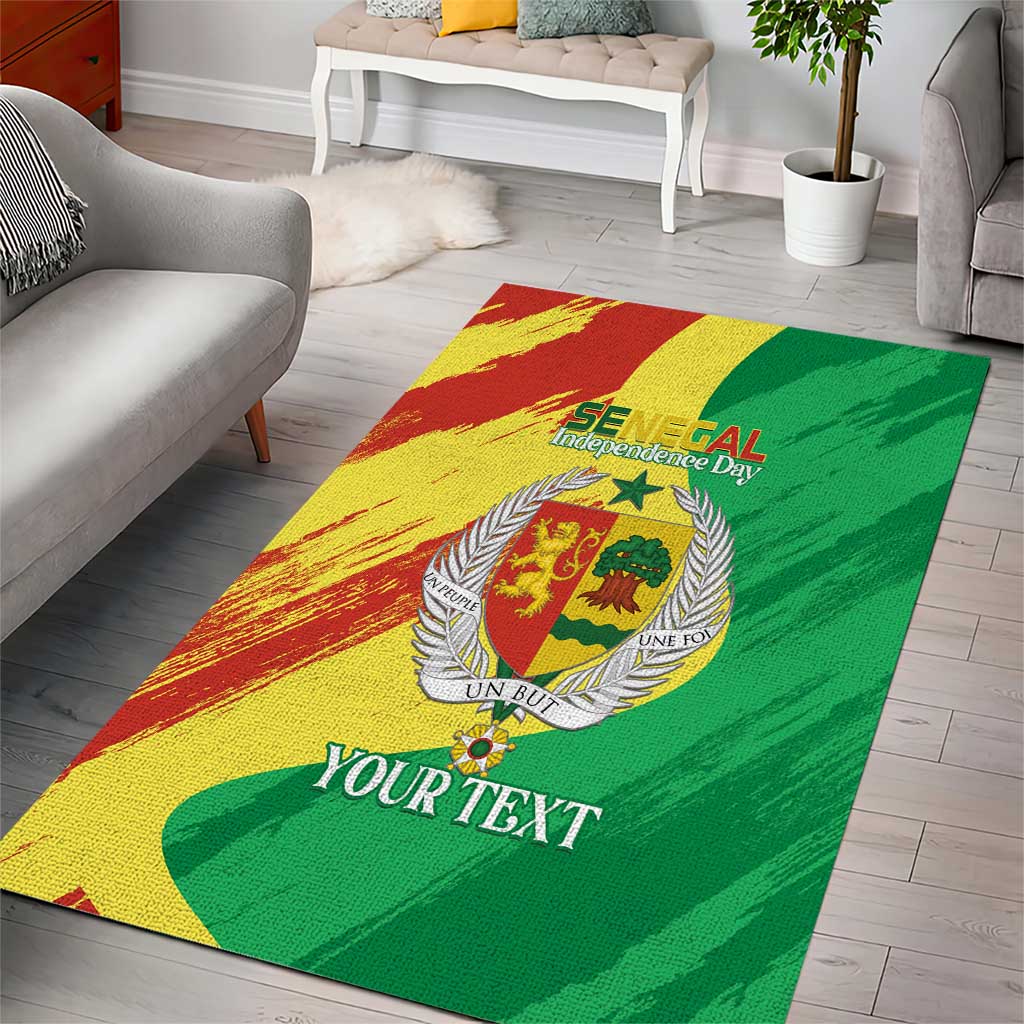 Afro Senegal Independence Day Area Rug Coat Of Arms Grunge Style LT14