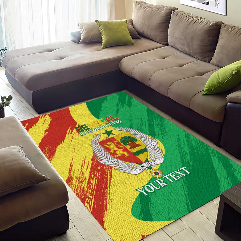Afro Senegal Independence Day Area Rug Coat Of Arms Grunge Style LT14