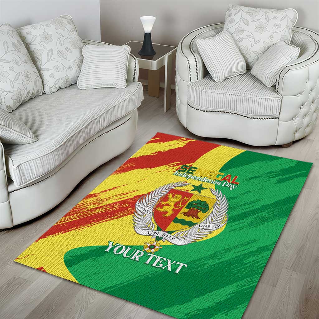 Afro Senegal Independence Day Area Rug Coat Of Arms Grunge Style LT14