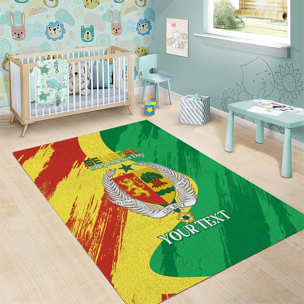 Afro Senegal Independence Day Area Rug Coat Of Arms Grunge Style LT14