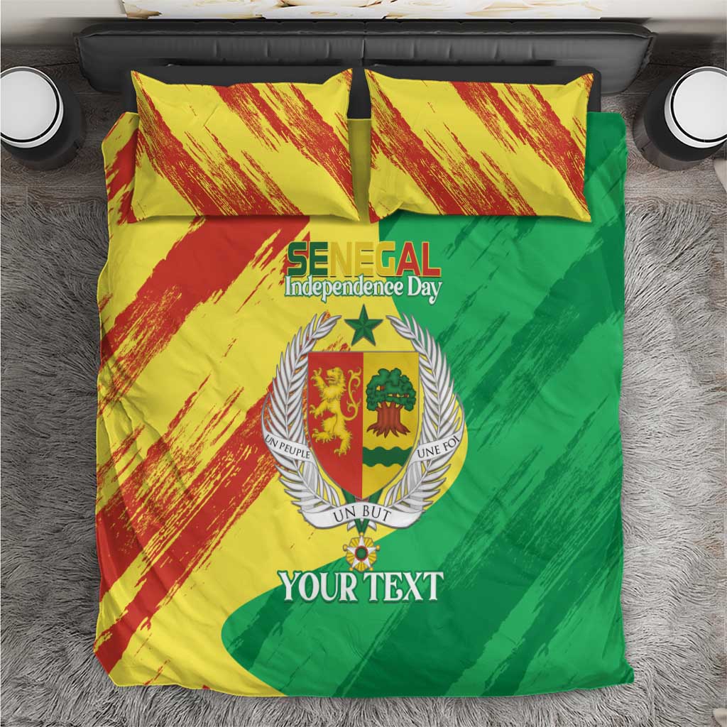 Afro Senegal Independence Day Bedding Set Coat Of Arms Grunge Style LT14