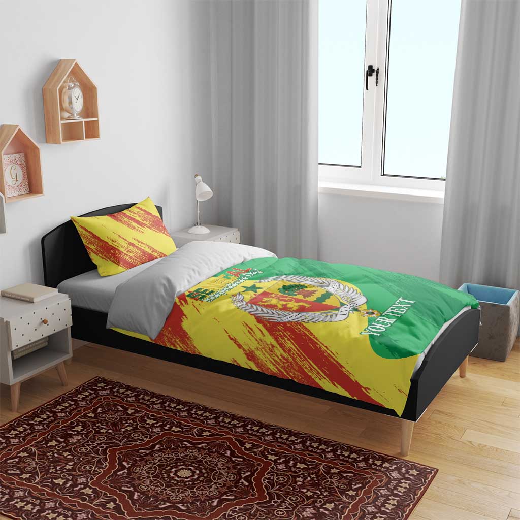 Afro Senegal Independence Day Bedding Set Coat Of Arms Grunge Style LT14