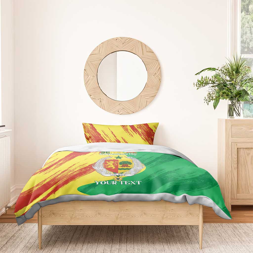 Afro Senegal Independence Day Bedding Set Coat Of Arms Grunge Style LT14
