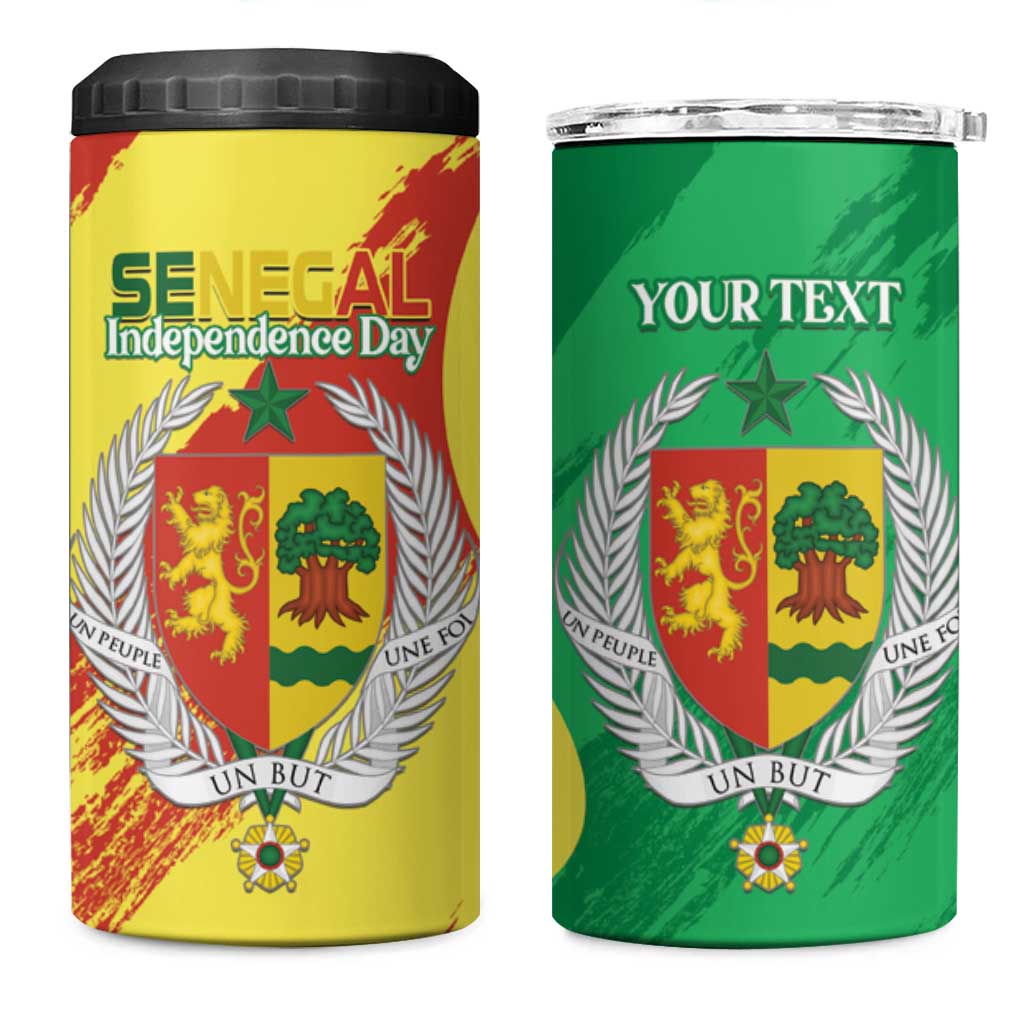 Afro Senegal Independence Day 4 in 1 Can Cooler Tumbler Coat Of Arms Grunge Style LT14